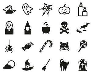 Wall Mural - Halloween Holiday & Culture Icons Black & White Set Big