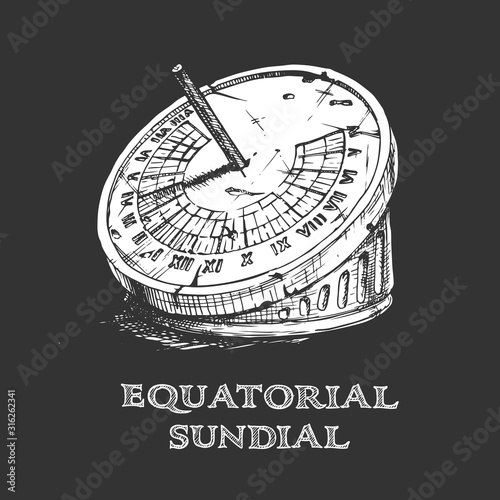 Cuadros en Lienzo hand drawn illustration of sundial.