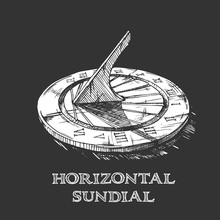 Hand Drawn Illustration Of Sundial.