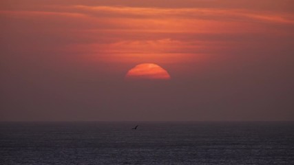 Wall Mural - beauty landscape with sunset over sea, timelapse, 4k