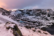 © MOHA STUDIO - Panorama na stawy. Góry. Zachód słońca. Szczyty we mgle. Tatry. Polska. Widok na Dolina Pięciu Stawów.