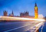 Fototapeta Big Ben - London city scene with Big Ben landmark and car traffic lights, long exposure photo