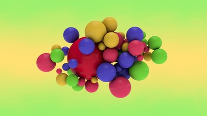 Poster - 3D rendering of many colored balls of different colors and sizes. Balls together in a cloud. Childhood toys. Illustration for background compositions.