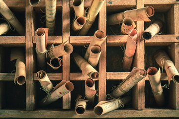 Poster - Unique library with scrolls based of futhark alphabet
