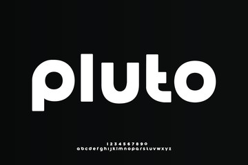Poster - Pluto, a modern minimalist clean alphabet font. lowercase bold typography vector illustration design