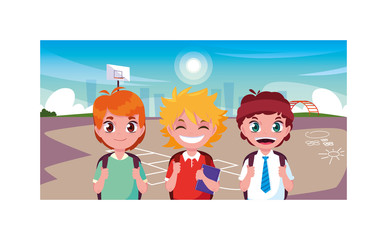 Sticker - scene of boys smiling in park, back to school