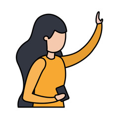 Sticker - young woman with smartphone avatar character