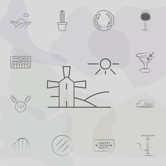 Poster - landscape with a mill icon. web icons universal set for web and mobile
