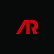 letter logo AR. design combination of 2 letters into one logo that is unique and simple. red texture. black background. modern template. for company and graphic design.