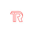 TR logo logo with line art. design combination of 2 letters into one logo that is unique and simple. red text. white white. modern template. for company and graphic design.