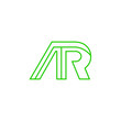 the letter logo AR with line art. design combination of 2 letters into one logo that is unique and simple. green texture. isolated white. modern template. for company and graphic design.
