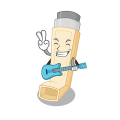 Sticker - A mascot of asthma inhaler performance with guitar