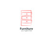 abstract furniture logo, with art lines. modern templates. for company and graphic design. logo icon of chair, lamp, table, wardrobe.