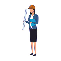 Wall Mural - engineer woman standing icon, flat design