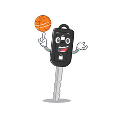 Sticker - A mascot picture of car key cartoon character playing basketball