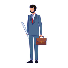 Sticker - avatar businessman holding a portfolio