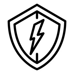 Poster - Electric protect shield icon. Outline electric protect shield vector icon for web design isolated on white background