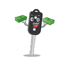 Sticker - happy rich car key character with money on hands