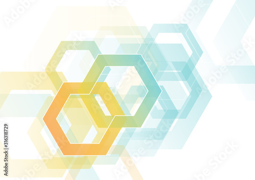 Modern Abstract Hexagonal Decoration on White Background - Graphic Illustrati...