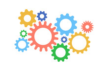 Cute Gears Cartoon Color On White Background