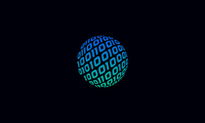 Binary code logo for technology design template elements