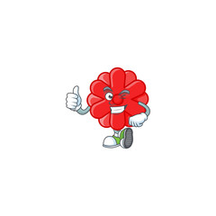 Sticker - An icon of chinese red flower making Thumbs up gesture