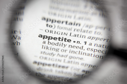Fotomural Word or phrase appetite in a dictionary.