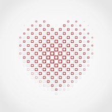 Red, White Love,hearts Symbols On Red,white Background
