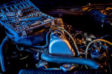 Car service. Piston system repair. Car engine repair.