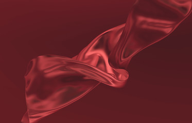 Poster - Beauty fashion smooth elegant flying red satin cloth. Abstract 3d monochrome background.