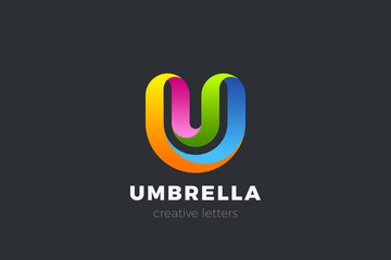 Poster - letter u logo design vector template ribbon font style typography.