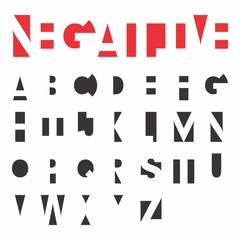 Poster - negative space sans serif font (vector typeface). uppercase decorative typography.