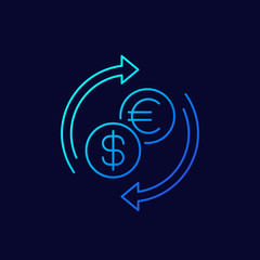 Poster - dollar to euro exchange linear icon