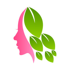 Wall Mural - Woman face in leaves,design Concept for Beauty Salons and Spa