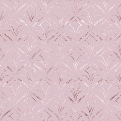 Poster - marble fishnet. geometric glitter tile. seamless pattern rose gold. beautiful golden fan tiles. back