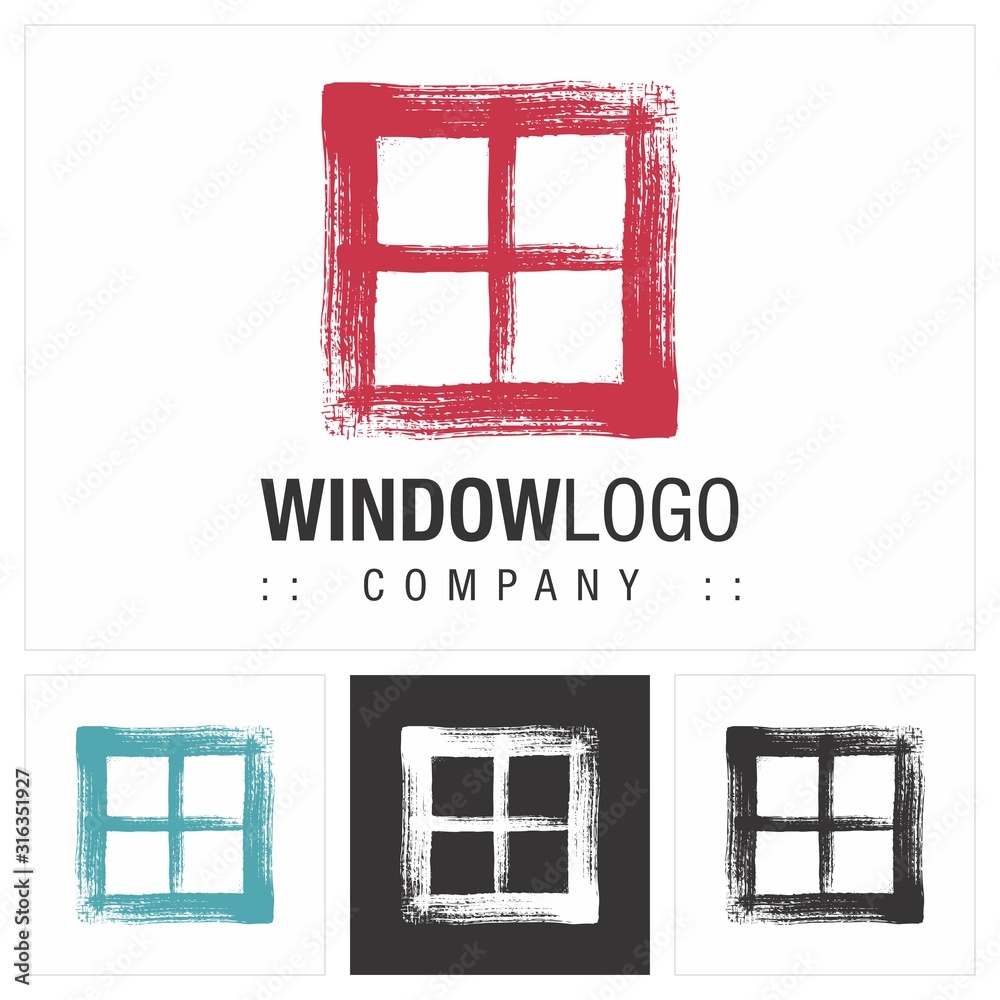 Window Box Logo Window Frame Vector Symbol Company Logo (Logotype). Paint Brush Stroke ...