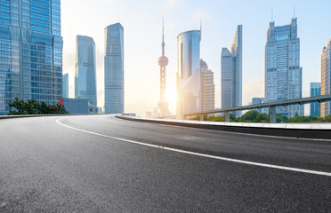 Wall Mural - highway and city skyline in Shanghai, China