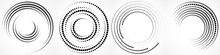Vector Set Of Halftone Dotted Background In Circle Form. Circle Dots Isolated On The White Background