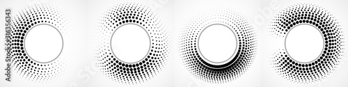 Fotografía Vector set of halftone dotted background in circle form