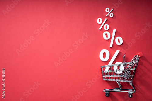 Fotomural Sale Percents Falling Into Shopping Cart