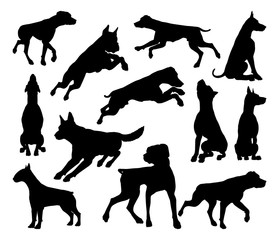 Canvas Print - A set of detailed animal silhouettes of a pet dog