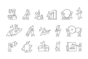 set with little people and education symbols.