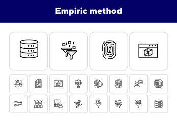 Poster - Empiric method line icon set. Fingerprint, data safety, face detection. Modern technology concept. Can be used for topics like data storage, app development, filter