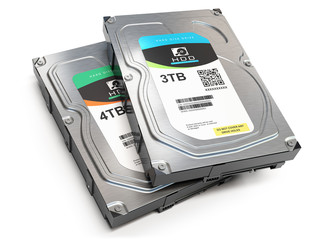 Poster - Hard disk drive HDD of different size isolated on white.
