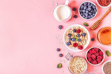 Breakfast, oatmeal with berries.