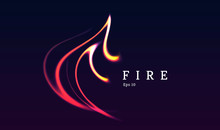 Abstract Fire Shaped Curved Lines Of Bright Neon Glow Forming The Shape Of Fire Light