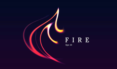 Wall Mural - Abstract fire shaped curved lines of bright neon glow forming the shape of fire light