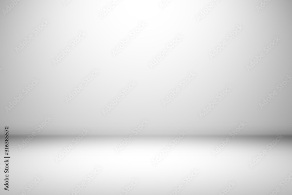 Abstract empty white and gray gradient soft light background of studio ...