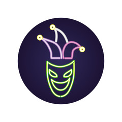 Poster - mardi gras theater mask with jester hat