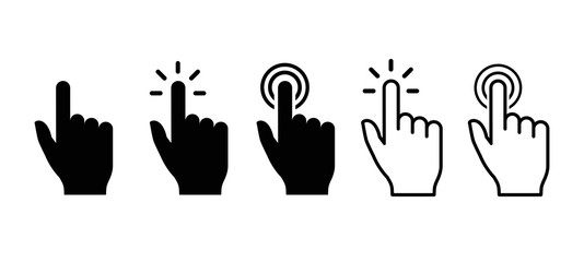 Fototapete - Vector hand cursors icons click set